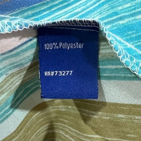 Blue and olive green chevron print vneck top size large - Picture 4 of 5